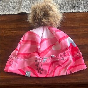 Krimson Klover Vibrant Pink Beanie with Faux Fur Pom